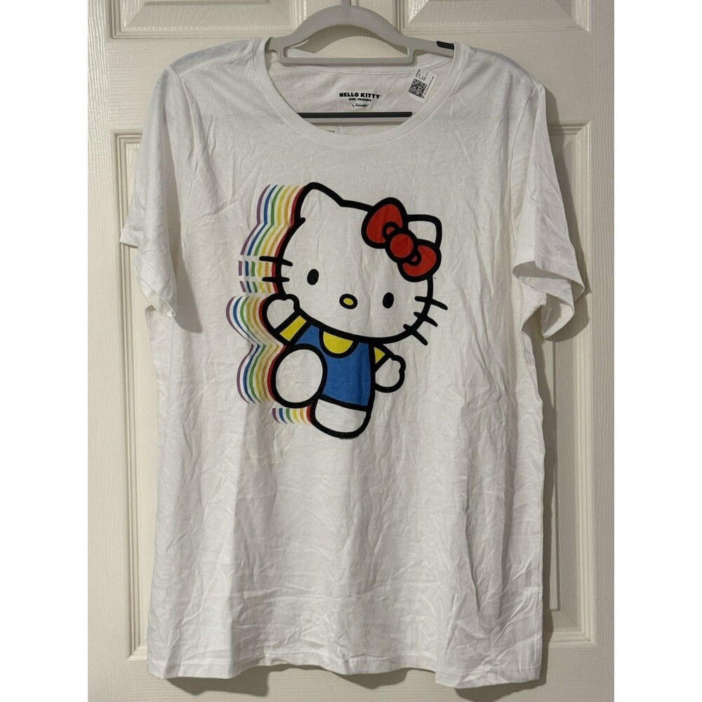 NWT Hello Kitty Friends Rainbow Pride White Shirt Sanrio Cute Plus Size 1X 16 18